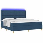 vidaXL Lit à ressorts avec matelas Bleu 200 x 200 cm tissu