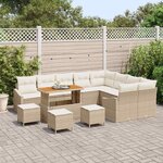 vidaXL Ensemble de canapé de jardin avec coussin 13 Pièces Beige  Crème