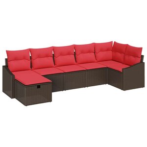 vidaXL Ensemble de Canapés avec coussin avec stockage Marron polyrotin