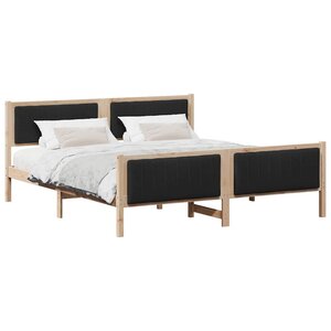 vidaXL Cadre de lit Marron et noir 180 x 200 cm Bois massif en pin