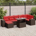 vidaXL Salon de jardin 8Pièces avec coussins marron résine tressée acacia