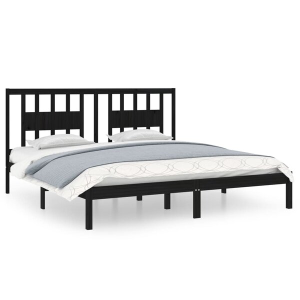 vidaXL Cadre de lit sans matelas noir bois massif 200x200 cm