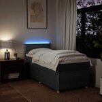 vidaXL Sommier à lattes de lit avec matelas Gris foncé 90x200 cm Tissu