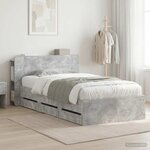 vidaXL Cadre de lit avec rangement Gris béton 80 x 200 cm