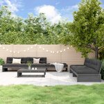 vidaXL Salon de jardin 6 Pièces avec coussins gris bois massif