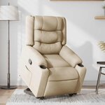 vidaXL Fauteuil inclinable Crème Tissu