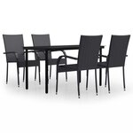 vidaXL Ensemble à manger de jardin 5 Pièces Noir