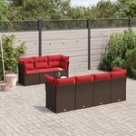 vidaXL Salon de jardin 8 Pièces avec coussins marron résine tressée