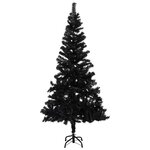 vidaXL Arbre de Noël artificiel pré-éclairé et boules noir 120 cm PVC