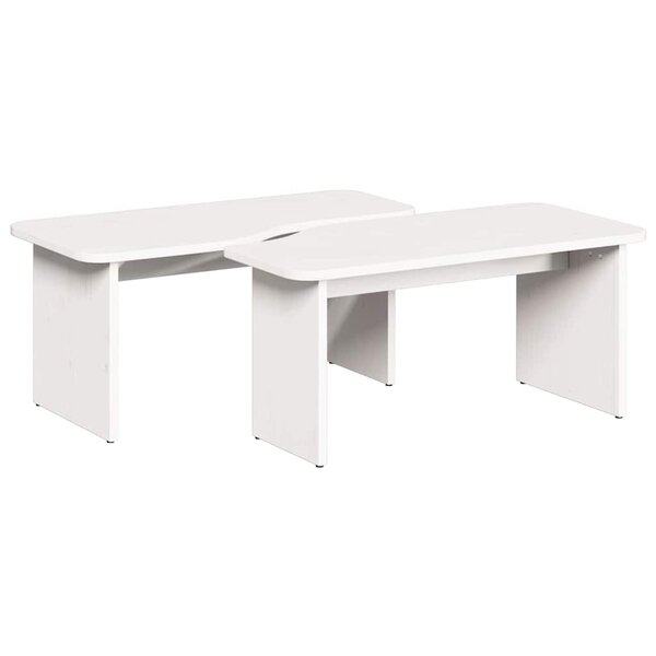 vidaXL Table basse 2 Pièces Blanc Bois massif en pin