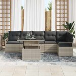 vidaXL Ensemble de canapé de jardin 7 Pièces Gris clair Poly rotin