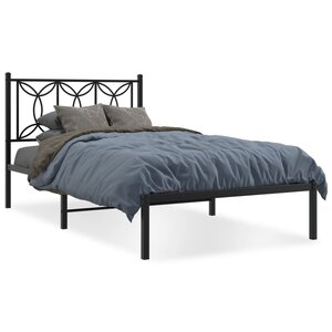 vidaXL Cadre de lit métal sans matelas avec tête de lit noir 100x190cm