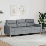 vidaXL Canapé à 3 places Gris clair 180 cm Tissu
