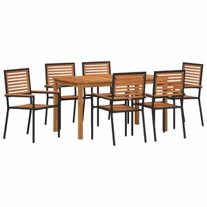 vidaXL Ensemble de salle à manger pour jardin 7 Pièces Noir