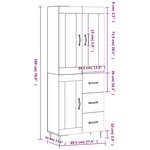 vidaXL Buffet haut Blanc 69 5x34x180 cm Bois d'ingénierie