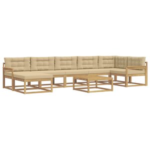 vidaXL Ensemble de canapés d'extérieur 8 Pièces Blanc et Beige