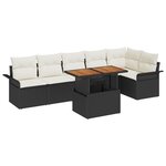 vidaXL Ensemble de canapé de jardin 7 pièces avec des coussins en poly rotin noir