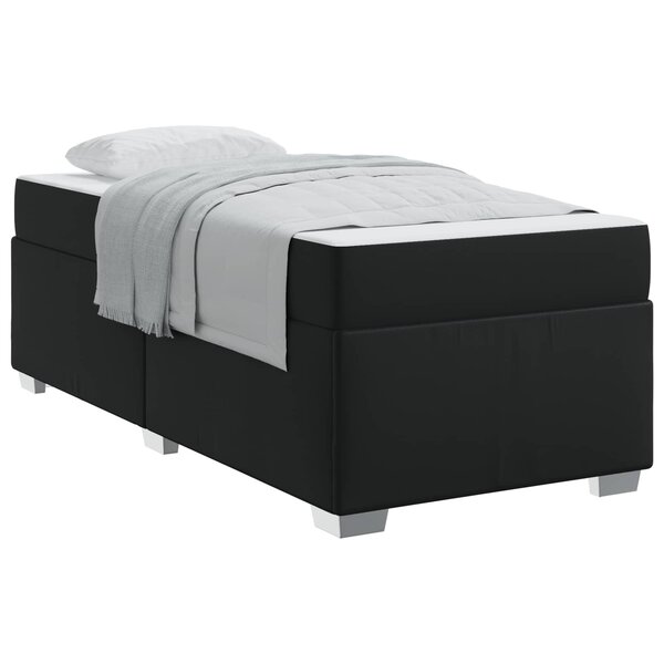 vidaXL Cadre de lit avec matelas Noir 90 x 190 cm tissu