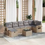 vidaXL Salon de jardin avec coussins 8 Pièces beige résine tressée