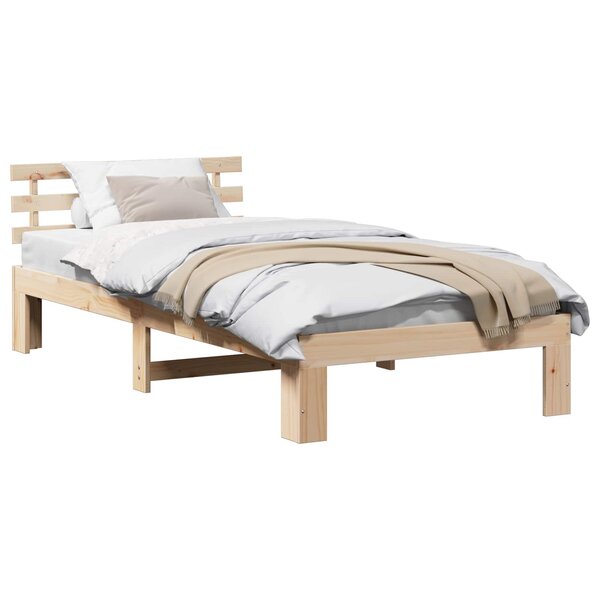 vidaXL Cadre de lit avec tête de lit Naturel 90 x 200 cm Pin massif
