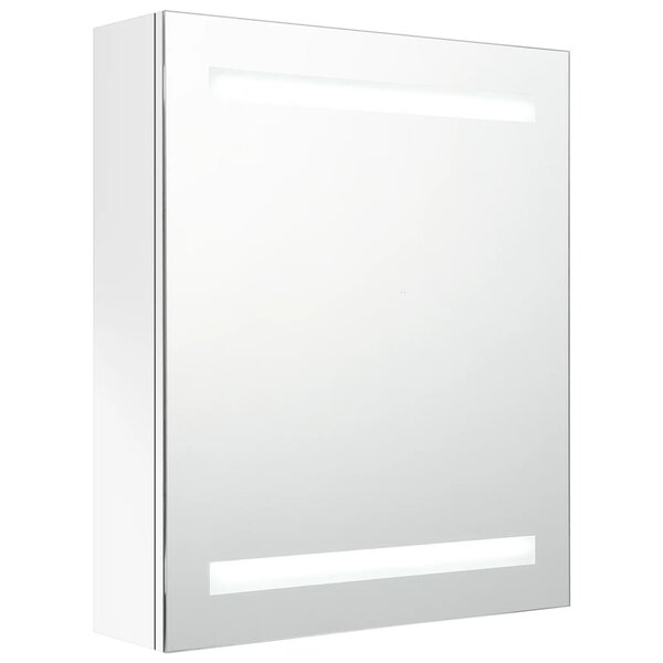 vidaXL Armoire de salle de bain à miroir LED blanc brillant 50x14x60cm