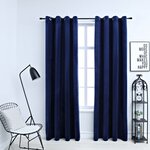 vidaXL Rideaux occultants et anneaux 2Pièces Velours Bleu foncé 140x225cm