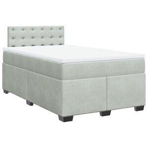 vidaXL Sommier à lattes de lit et matelas gris clair 120x190cm velours
