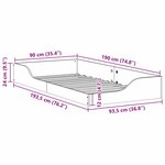 vidaXL Cadre de lit Brun cire 90 x 190 cm Pin massif