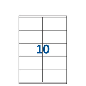 Lot de 500 Planches étiquettes autocollantes blanches sur feuille A4 : 105 x 57 mm (10 étiquettes par feuille spéciales bons de transport)