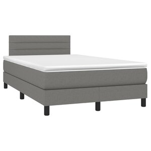 vidaXL Sommier à lattes de lit avec matelas gris foncé 120x190cm tissu