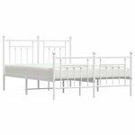 vidaXL Cadre de lit métal sans matelas et pied de lit blanc 140x190 cm