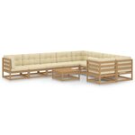 vidaXL Salon de jardin 10 Pièces avec coussins Marron miel Bois de pin