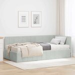 vidaXL Cadre de lit d'angle avec matelas 2 Pièces Gris clair Velours