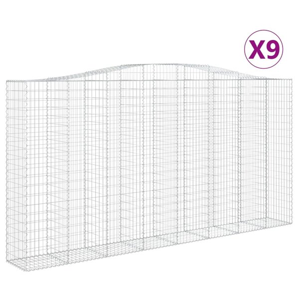 vidaXL Paniers à gabions arqués 9 Pièces 400x50x200/220 cm Fer galvanisé