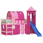 vidaXL Rideaux pour lit mezzanine avec tunnel et tour rose