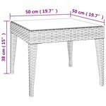 vidaXL Table d'appoint marron 50x50x38 cm poly rotin et verre trempé