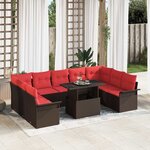 vidaXL Ensemble de canapé de jardin 10 Pièces Marron Poly rotin