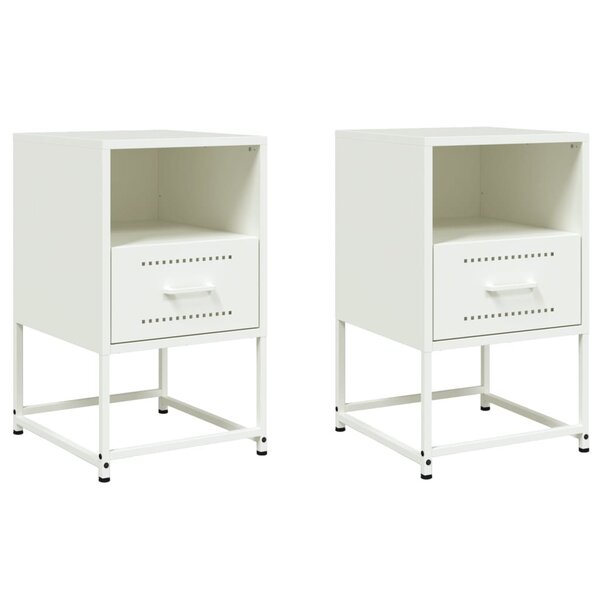 vidaXL Tables de chevet 2 Pièces blanc 36x39x60 5 cm acier