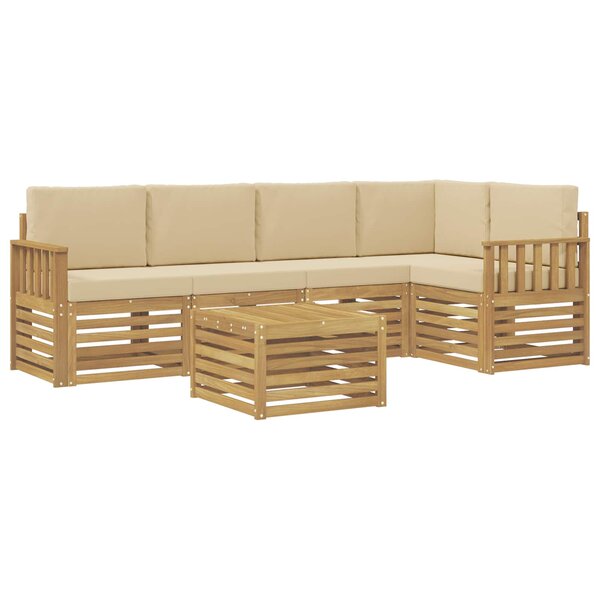 vidaXL Ensemble de canapés d'extérieur 6 Pièces Blanc et Beige