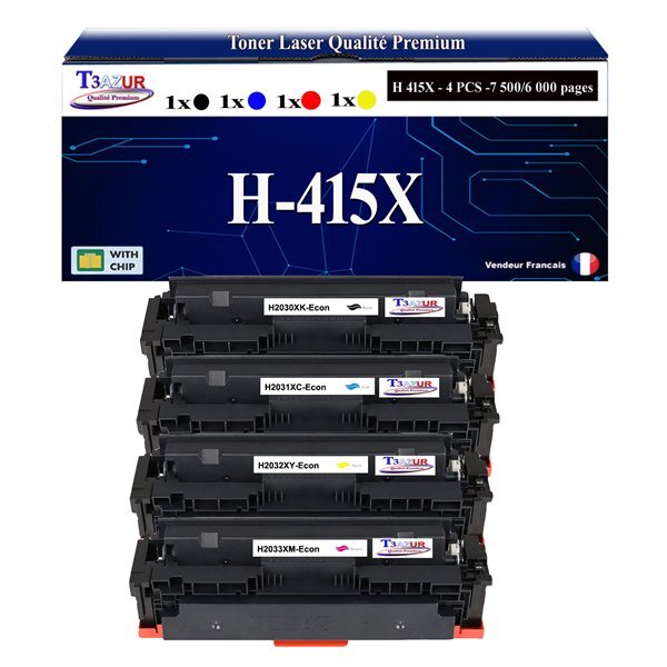 T3AZUR - 4x Toners compatibles avec HP Color LaserJet Pro MFP M479dw  M479fdn  M479fdw  M479fnw remplace HP W2030X W2031X W2032X W2033X (HP 658X/658A)