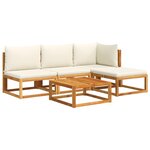 vidaXL Ensemble de canapés de jardin 5 pièces avec coussins en bois d'acacia et corde