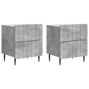 vidaXL Cabinet de chevet 2 Pièces Gris béton 43 x 34 5 x 49 5 cm