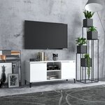 vidaXL Meuble TV avec pieds en métal Blanc brillant 103 5x35x50 cm