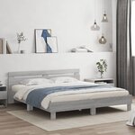 vidaXL Cadre de lit avec LED sans matelas sonoma gris 160x200 cm