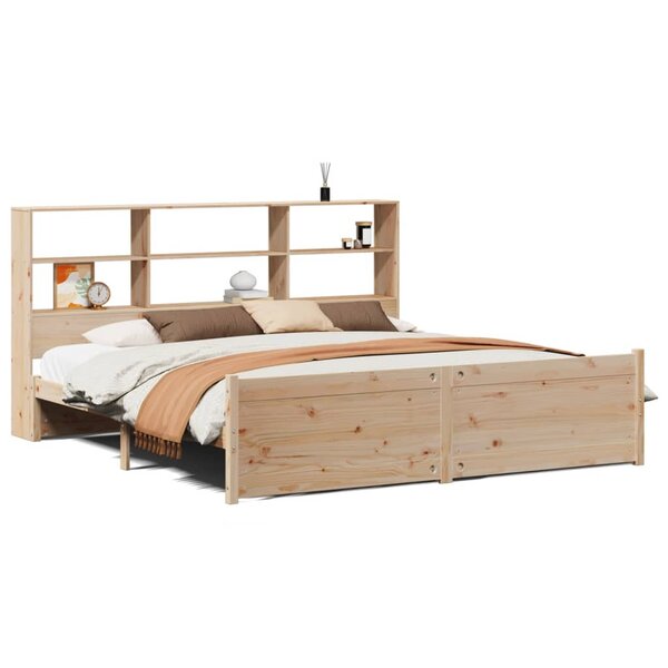 vidaXL Lit bibliothèque sans matelas 200x200 cm bois massif de pin