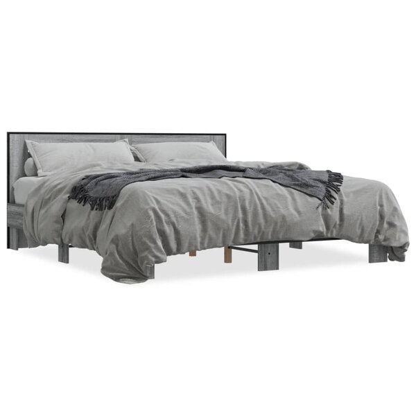 vidaXL Cadre de lit sans matelas sonoma gris 200x200 cm