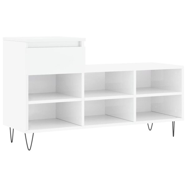 vidaXL Armoire à chaussure Blanc brillant 102x36x60 cm Bois ingénierie