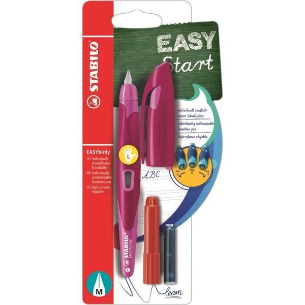 STABILO Stylo-plume EASYbirdy et 1 clé de réglage - Rose et rose foncée