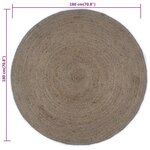 vidaXL Tapis fait à la main Jute Rond 180 cm Gris