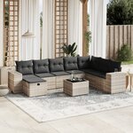 vidaXL Salon de jardin 9 Pièces avec coussins gris clair résine tressée